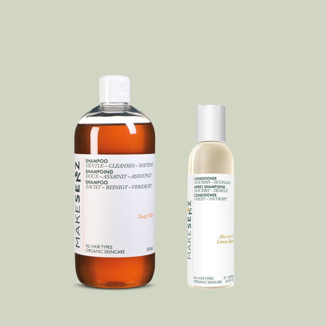 Duo nature: Shampoing doux naturel 500ml & Après-shampoing 200ml - MAKESENZ